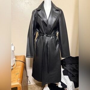 Jason Wu Black Leather Long Trench Coat